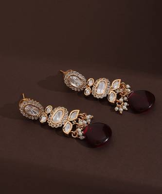 Red polki dangler earrings 4