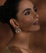 Blue polki stud earrings