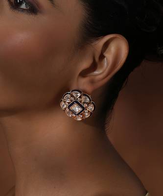 Blue polki stud earrings 3