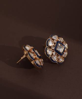 Blue polki stud earrings 4