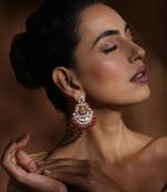 Red polki chandbali earrings