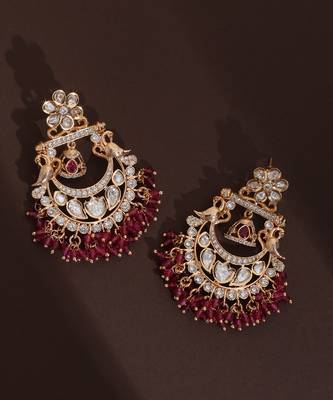 Red polki chandbali earrings 2