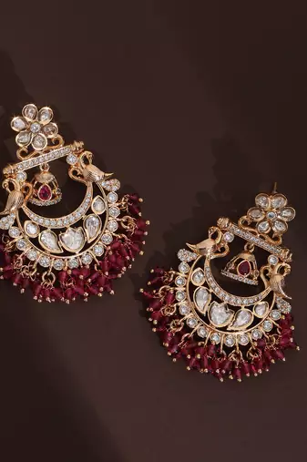 Red polki chandbali earrings