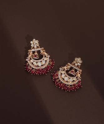 Red polki chandbali earrings 4
