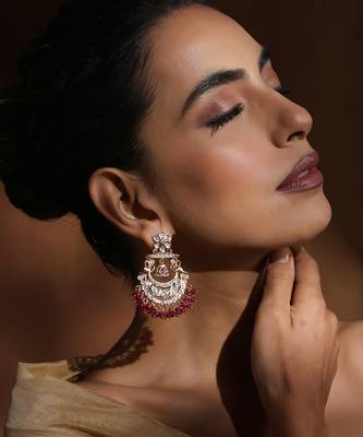 Red polki chandbali earrings 5