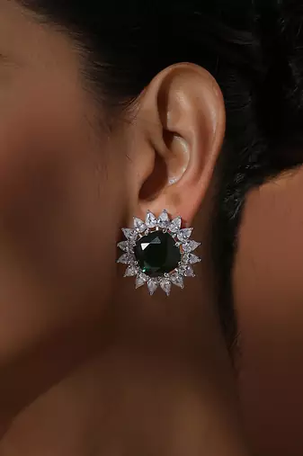Green emerald studs