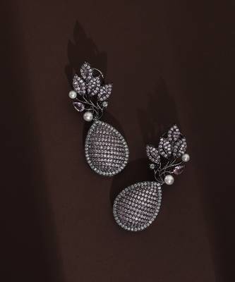 Lavender zirconia dangler earrings 1