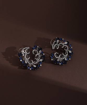 Blue zirconia hoop earrings 1