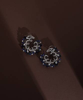 Blue zirconia hoop earrings 2