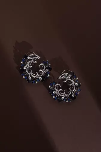 Blue zirconia hoop earrings