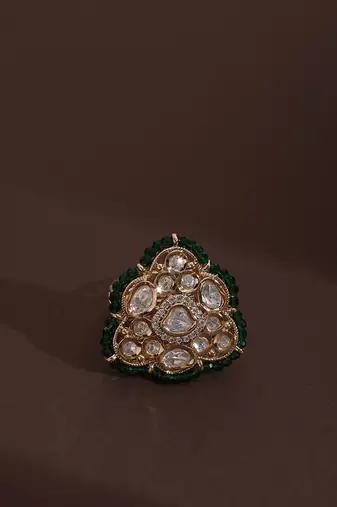 Green polki ring