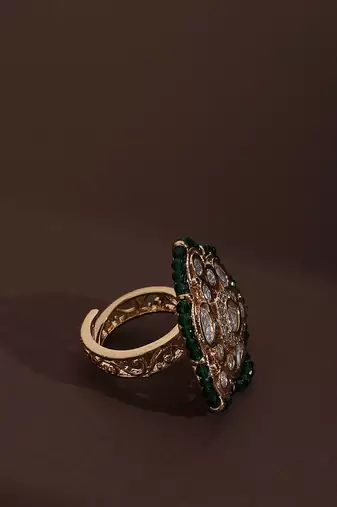 Green polki ring