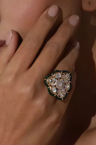 Green polki ring