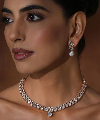 Rose gold polki necklace set 3