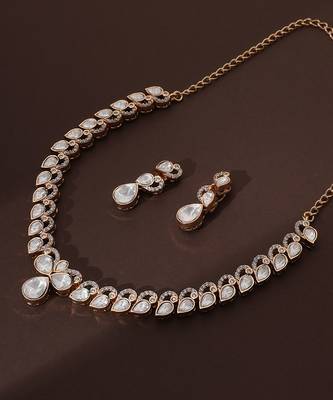 Rose gold polki necklace set 4