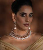 Rose gold polki necklace set