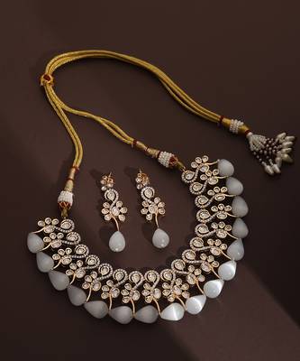 Rose gold polki necklace set 2
