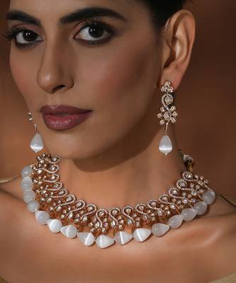 Rose gold polki necklace set 3