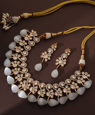 Rose gold polki necklace set 4