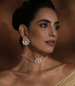 Rose gold polki choker necklace set