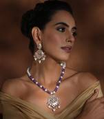 Lavender polki pendant necklace set