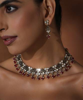 Red polki necklace set 3