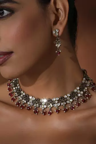 Red polki necklace set