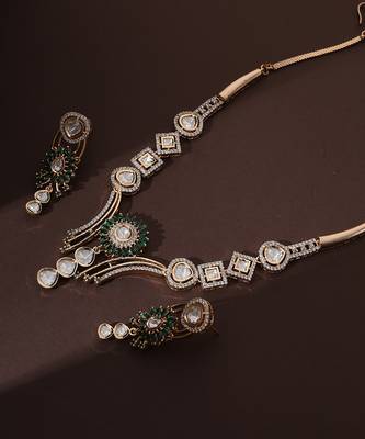 Green polki necklace set 4