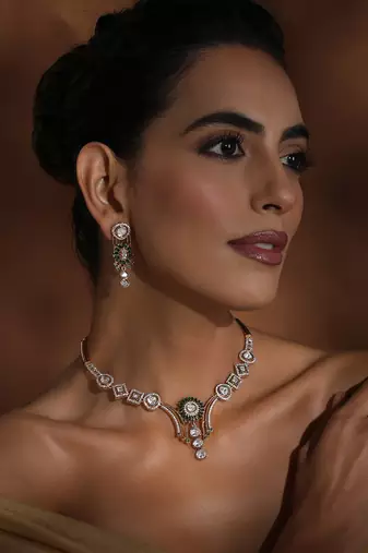 Green polki necklace set