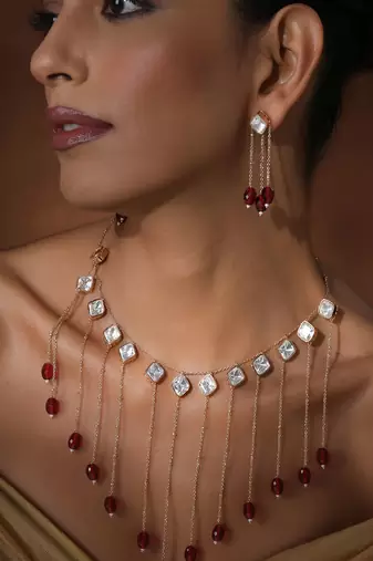Red polki necklace set