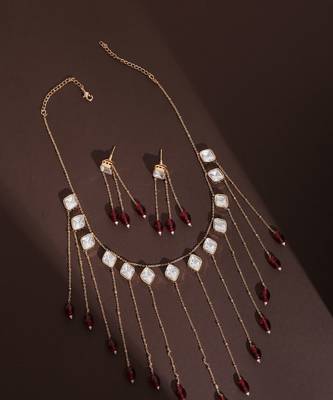 Red polki necklace set 4