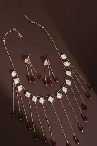 Red polki necklace set