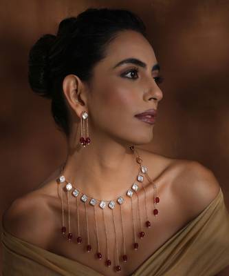 Red polki necklace set 5
