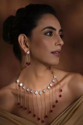 Red polki necklace set