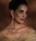 Rose gold polki layered necklace set