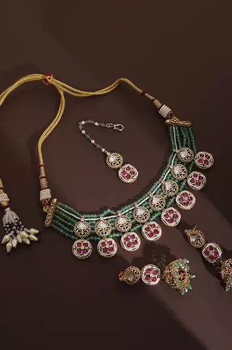 Mint polki necklace set