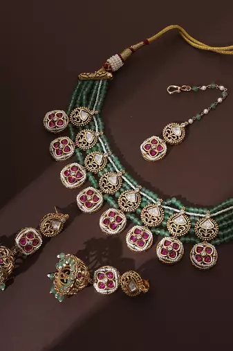 Mint polki necklace set