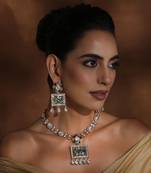 Multicolour polki pendant necklace set