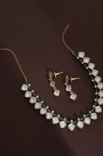 Mint polki necklace set