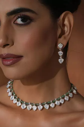 Mint polki necklace set