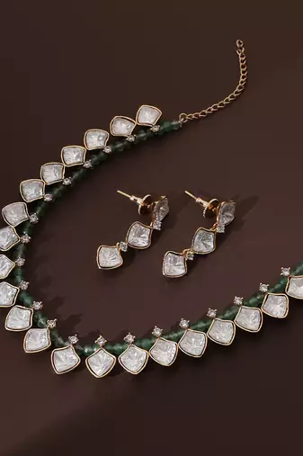 Mint polki necklace set
