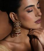 Red kundan jhumka earrings