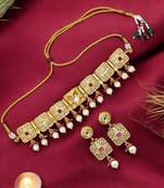 Gold plated meenakari choker necklace set