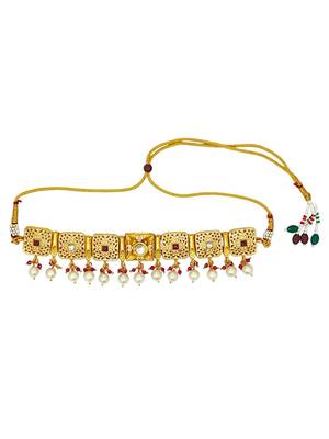 Gold plated meenakari choker necklace set 3