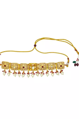 Gold plated meenakari choker necklace set