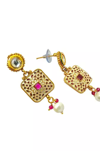 Gold plated meenakari choker necklace set