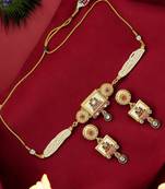 Gold plated kundan meenakari choker necklace set