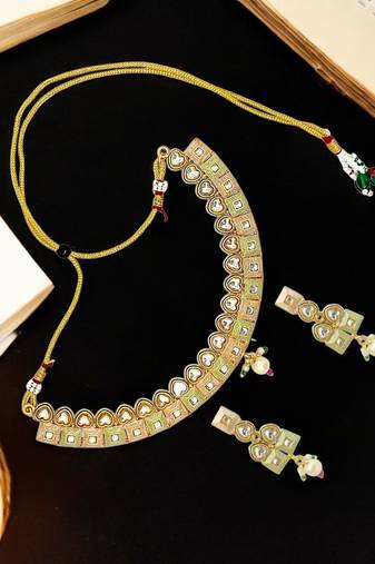 Gold-plated delicate meenakari necklace set