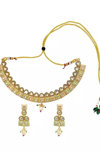 Gold-plated delicate meenakari necklace set