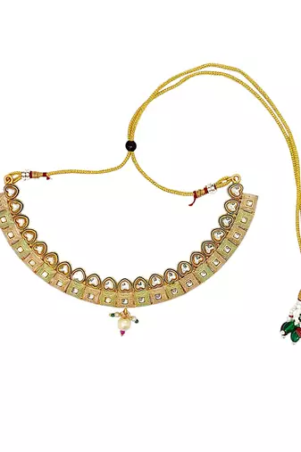 Gold-plated delicate meenakari necklace set